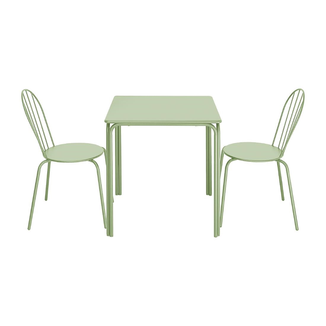 Bolero Adeline Steel Square Table 700mm Light Green