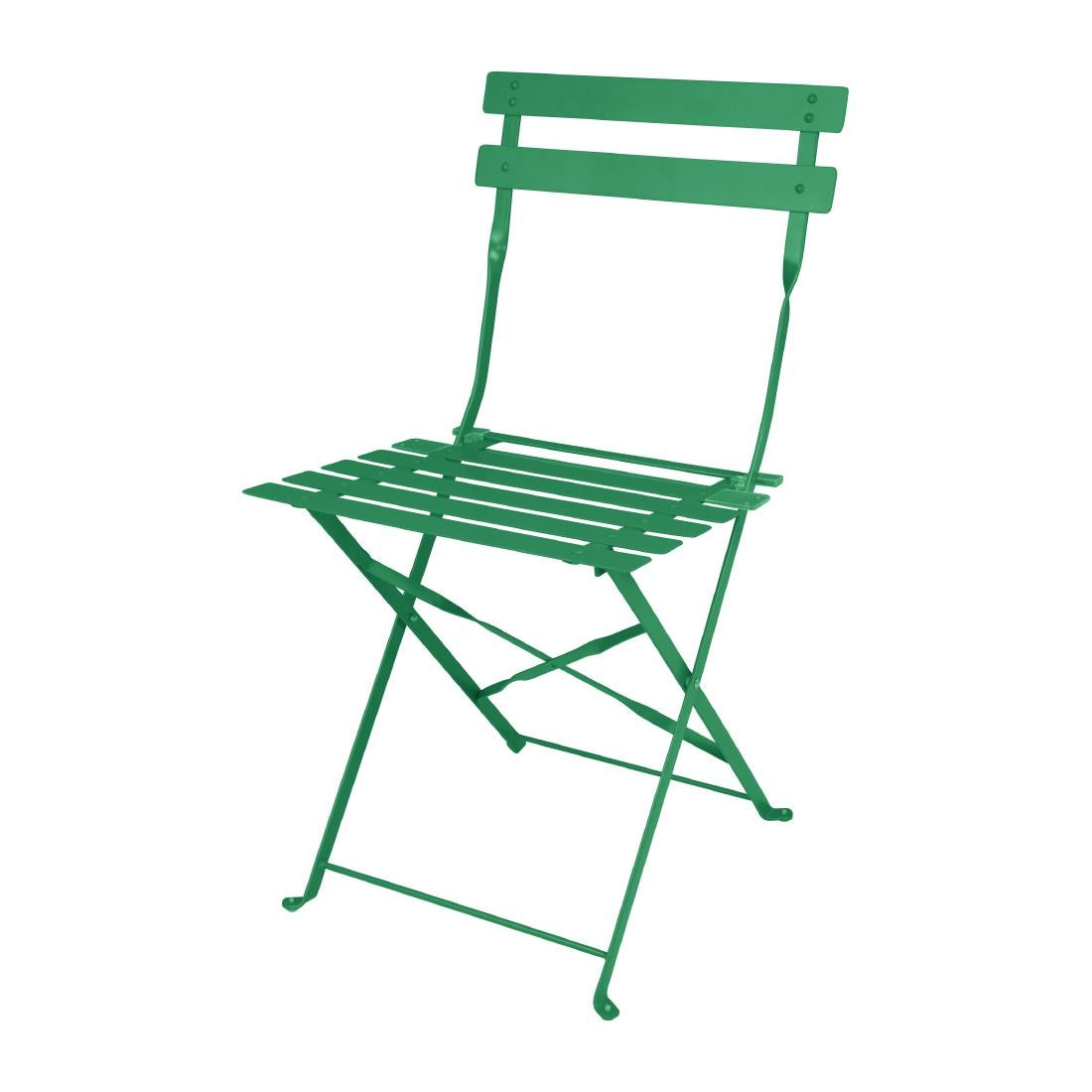 Bolero Perth Forest Green Pavement Style Steel Folding Chairs (2 Pack)
