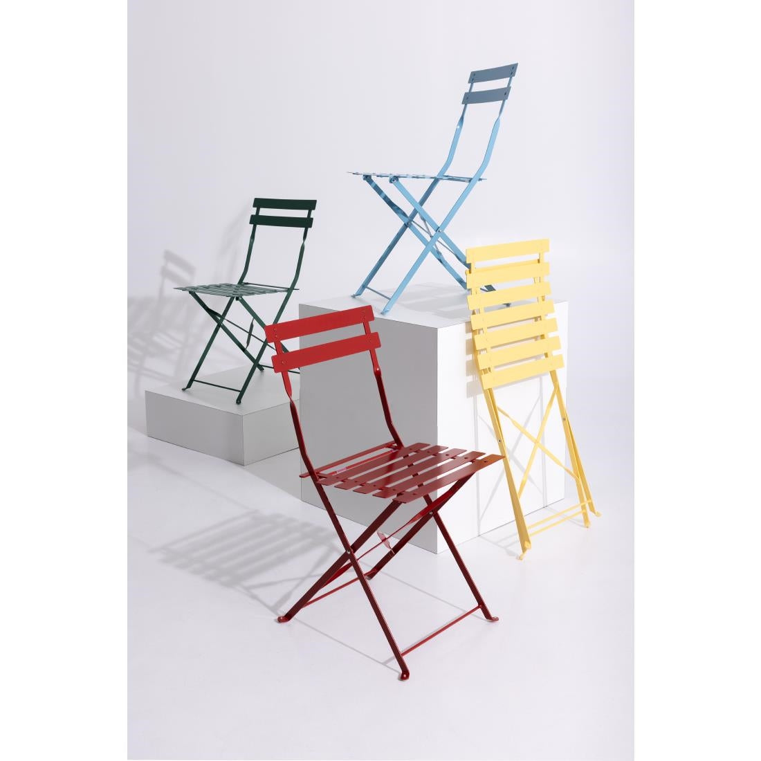 Bolero Perth Red Pavement Style Steel Folding Chairs (2 Pack)