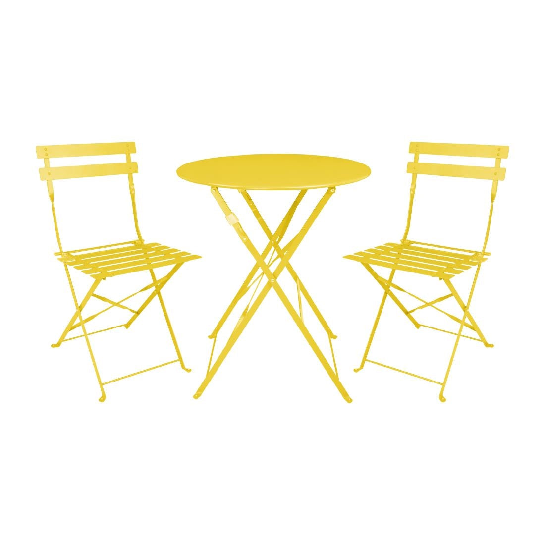 Bolero Perth Mellow Yellow Pavement Style Steel Folding Chairs (2 Pack)