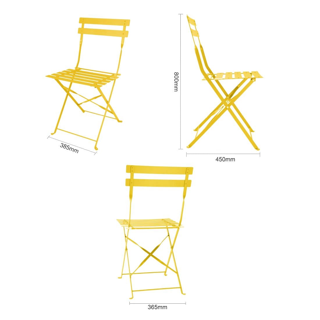 Bolero Perth Mellow Yellow Pavement Style Steel Folding Chairs (2 Pack)