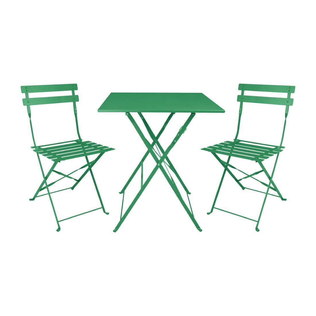 Bolero Perth Forest Green Pavement Style Steel Table Square 600mm