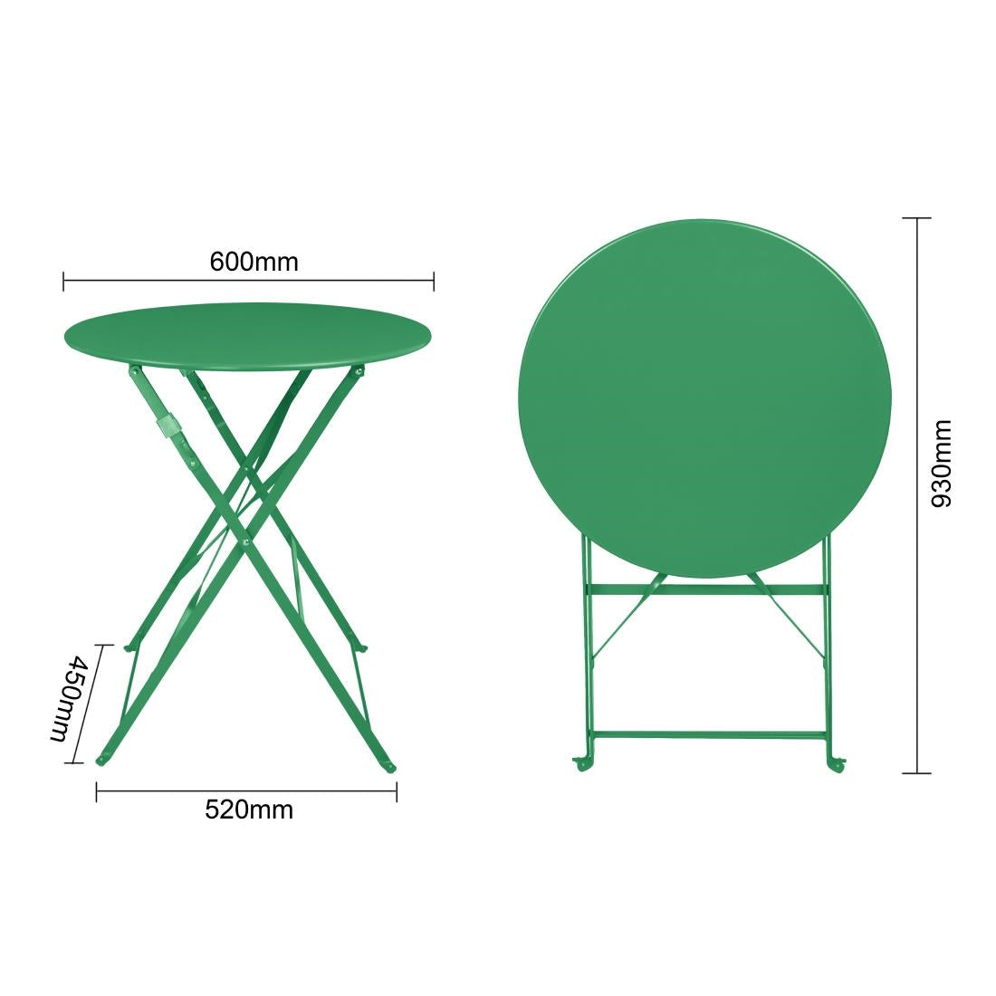 Bolero Perth Forest Green Pavement Style Steel Table Round 600mm