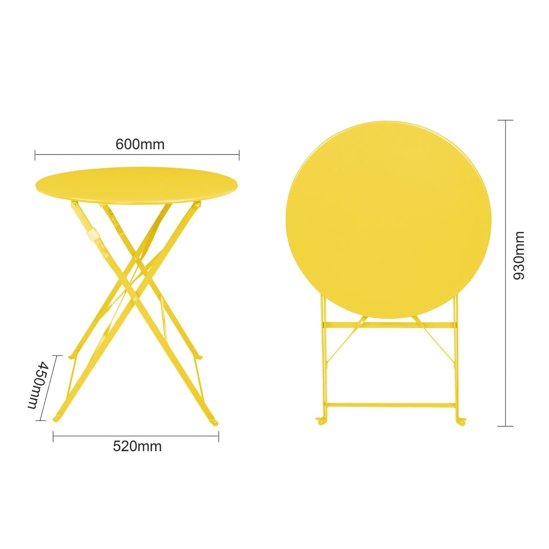 Bolero Perth Mellow Yellow Pavement Style Steel Table Round 600mm