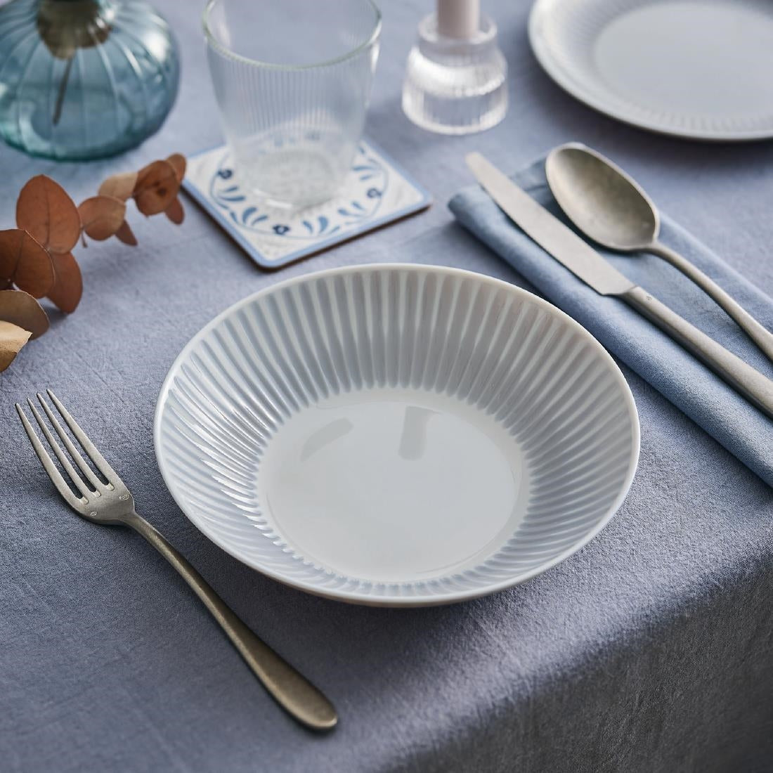 Luminarc Cottage Grey Rimless Pasta/Soup Bowls 220mm (24 Pack)