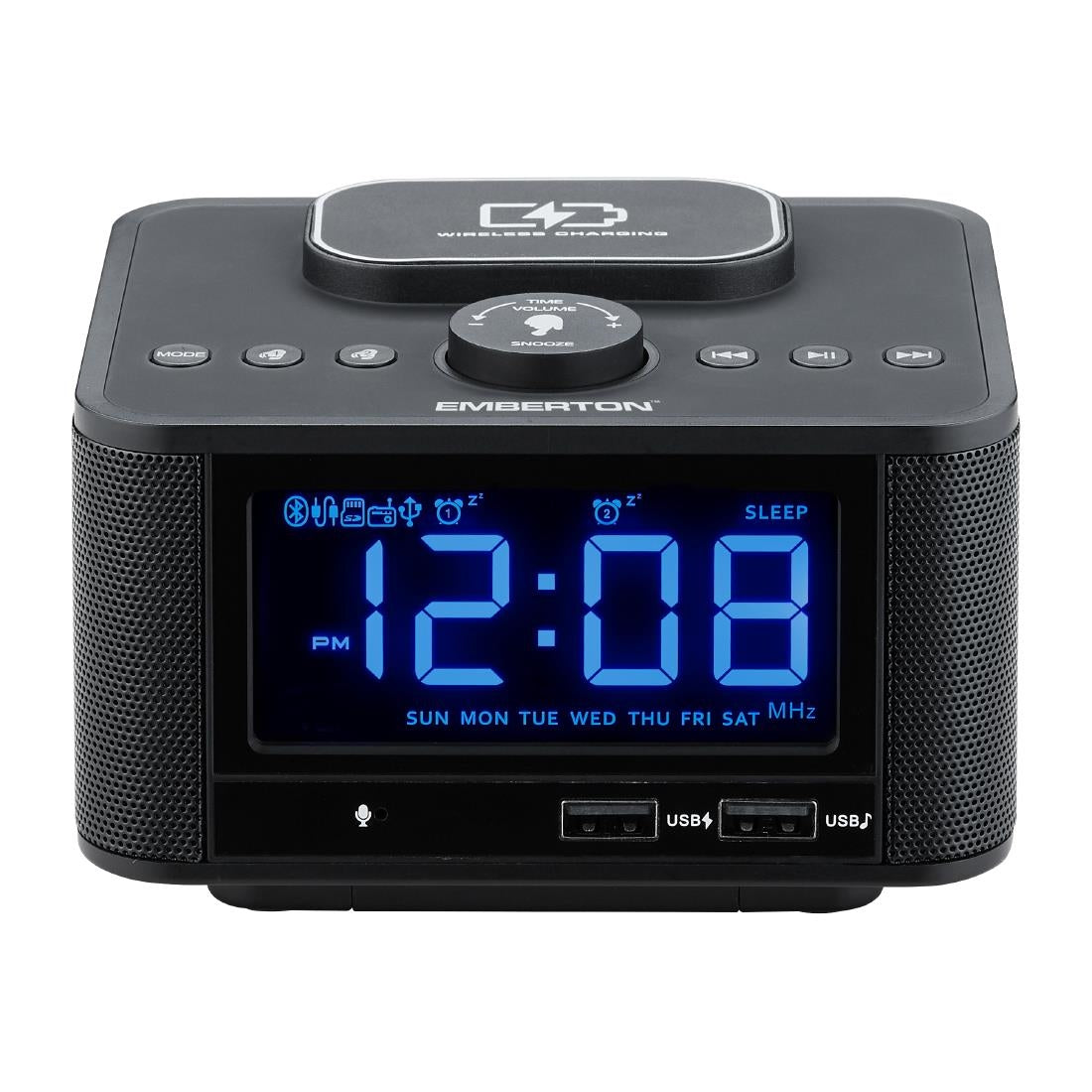 Emberton Bodmin Multi-Function Alarm Clock with Wireless Charging & Speaker