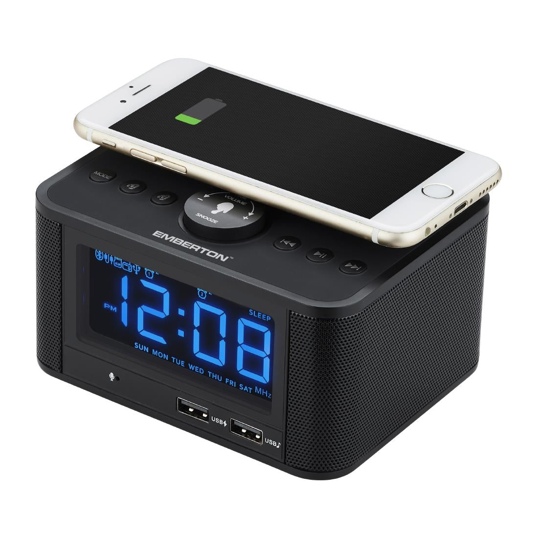 Emberton Bodmin Multi-Function Alarm Clock with Wireless Charging & Speaker