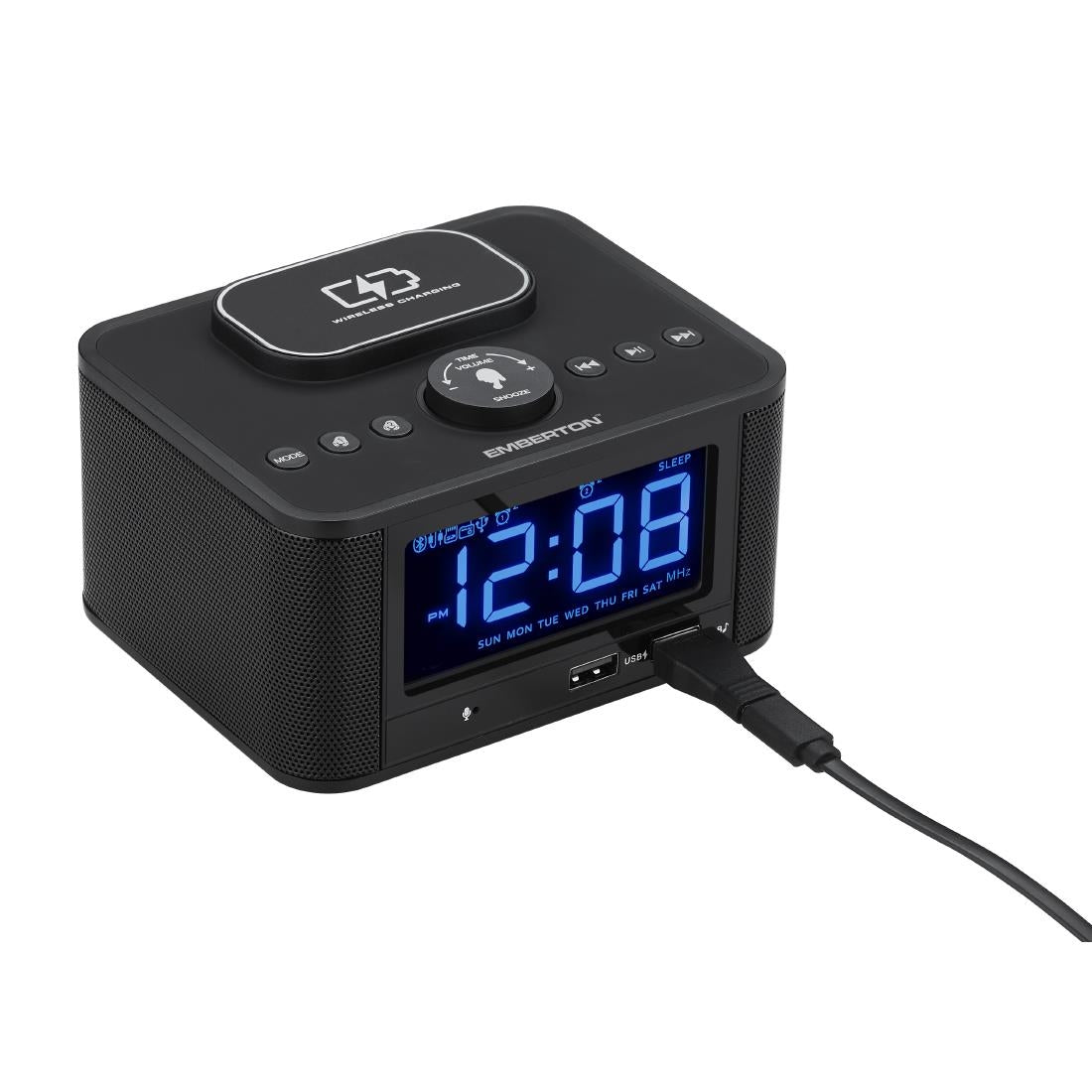 Emberton Bodmin Multi-Function Alarm Clock with Wireless Charging & Speaker