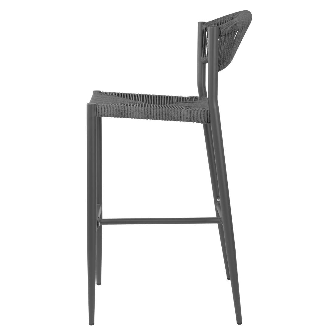 Bolero Eden PE Twist Rattan Outdoor Bar Stool Charcoal (2 Pack)
