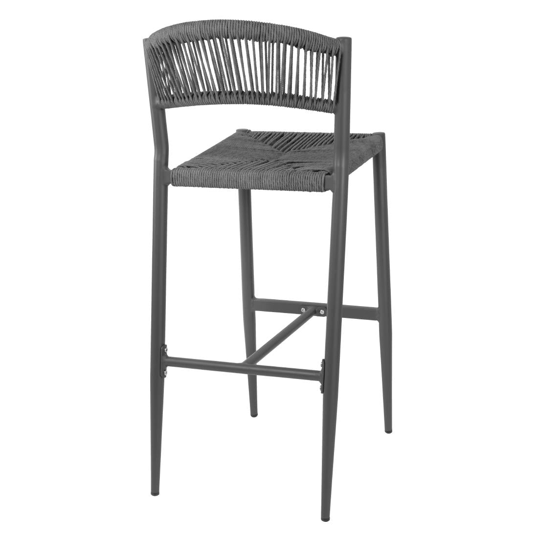 Bolero Eden PE Twist Rattan Outdoor Bar Stool Charcoal (2 Pack)
