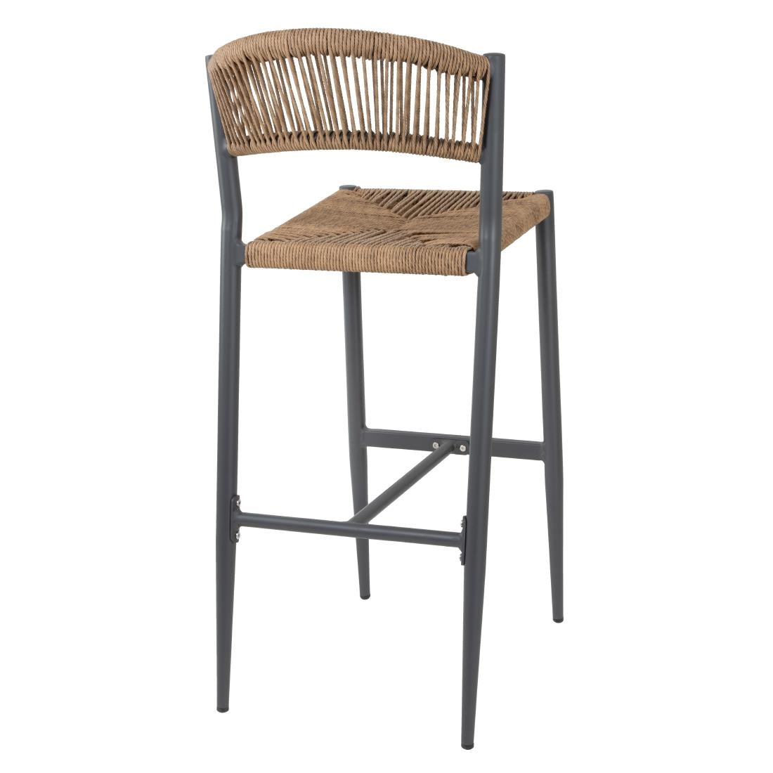 Bolero Eden PE Twist Rattan Outdoor Bar Stools Natural (2 Pack)