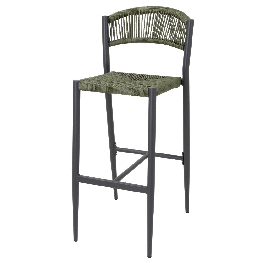 Bolero Eden PE Twist Rattan Outdoor Bar Stool Green (2 Pack)