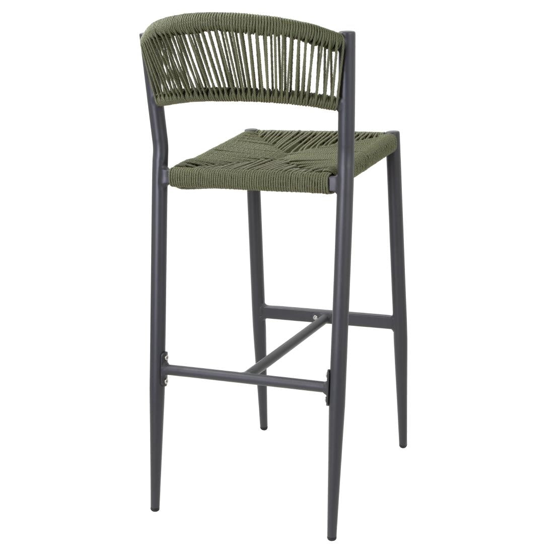 Bolero Eden PE Twist Rattan Outdoor Bar Stool Green (2 Pack)