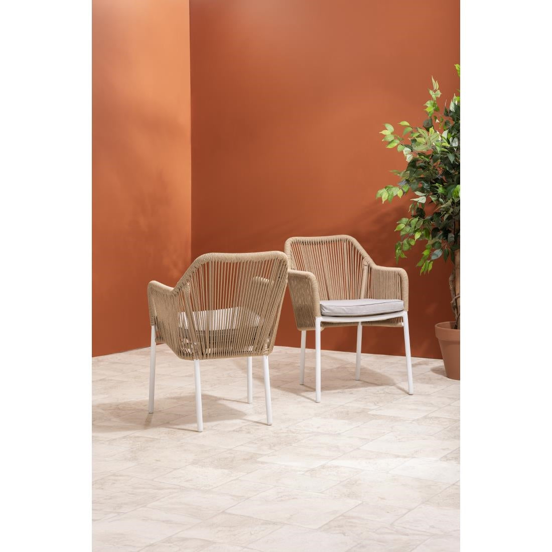 Bolero Bay PE Twist Rattan Outdoor Armchair Honey (2 Pack)