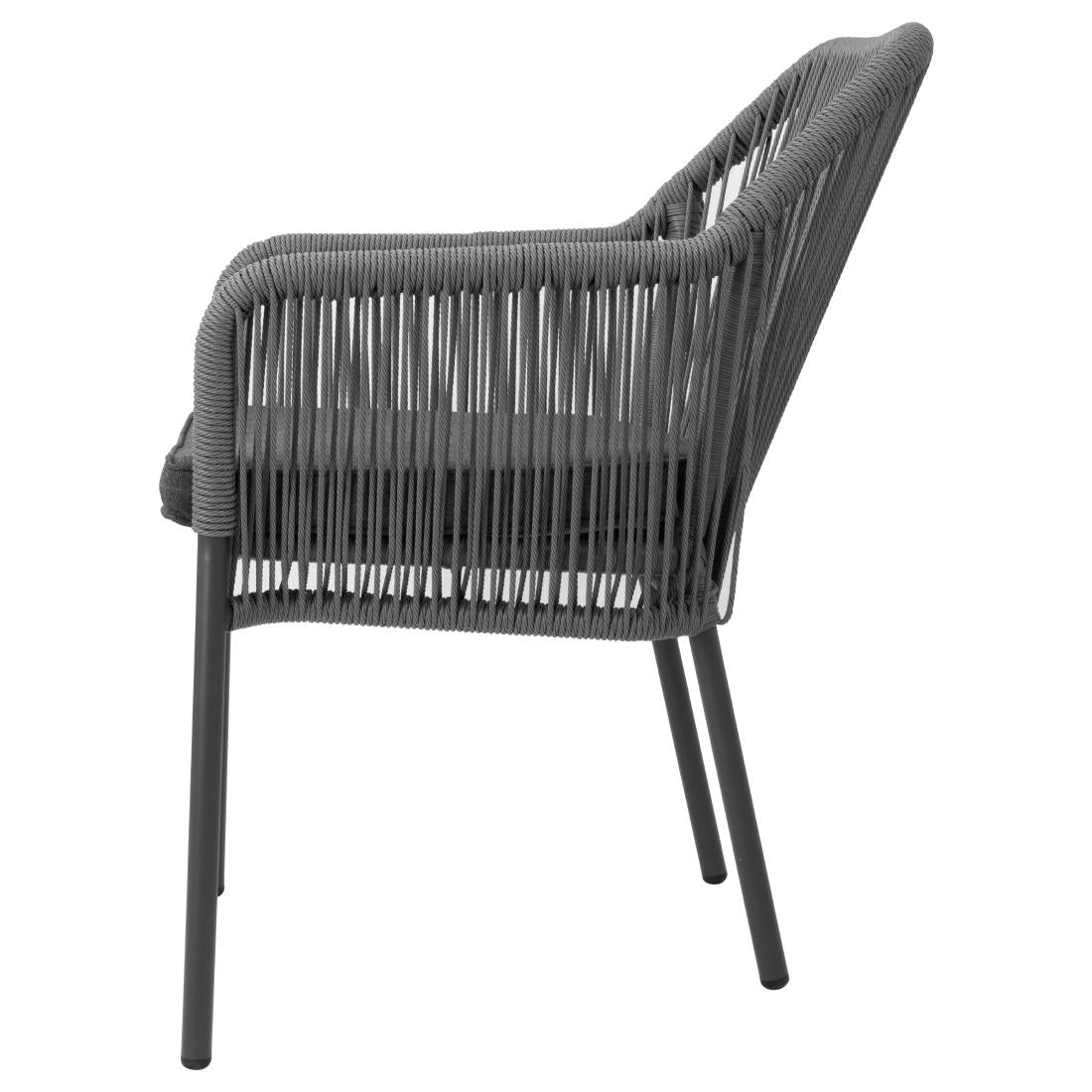Bolero Bay PE Twist Rattan Outdoor Armchair Charcoal (2 Pack)