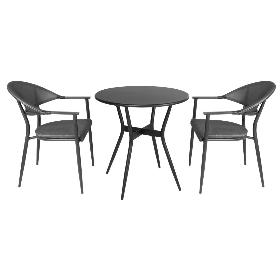 Bolero Santiago Outdoor Armchairs Black (4 Pack)