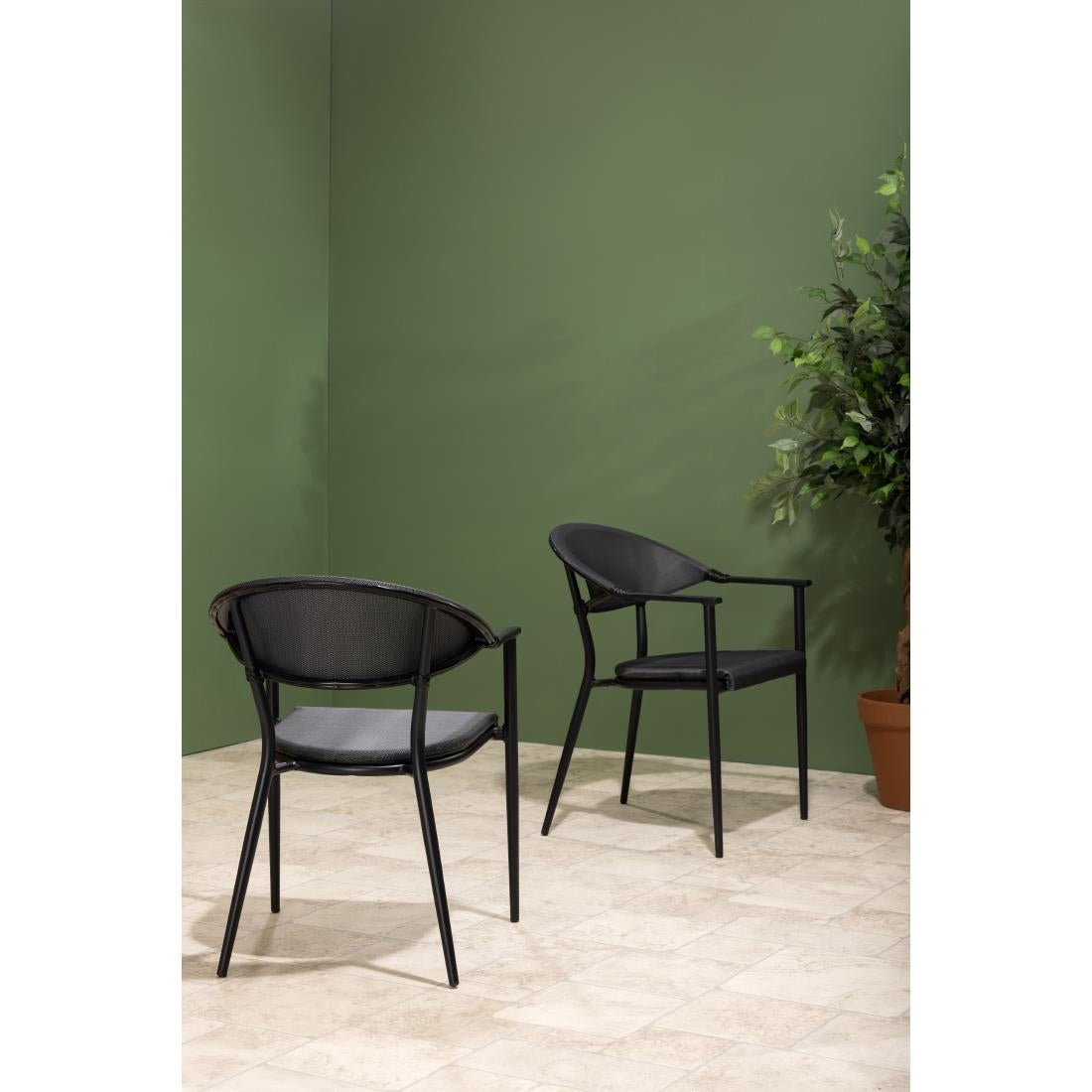Bolero Santiago Outdoor Armchairs Black (4 Pack)