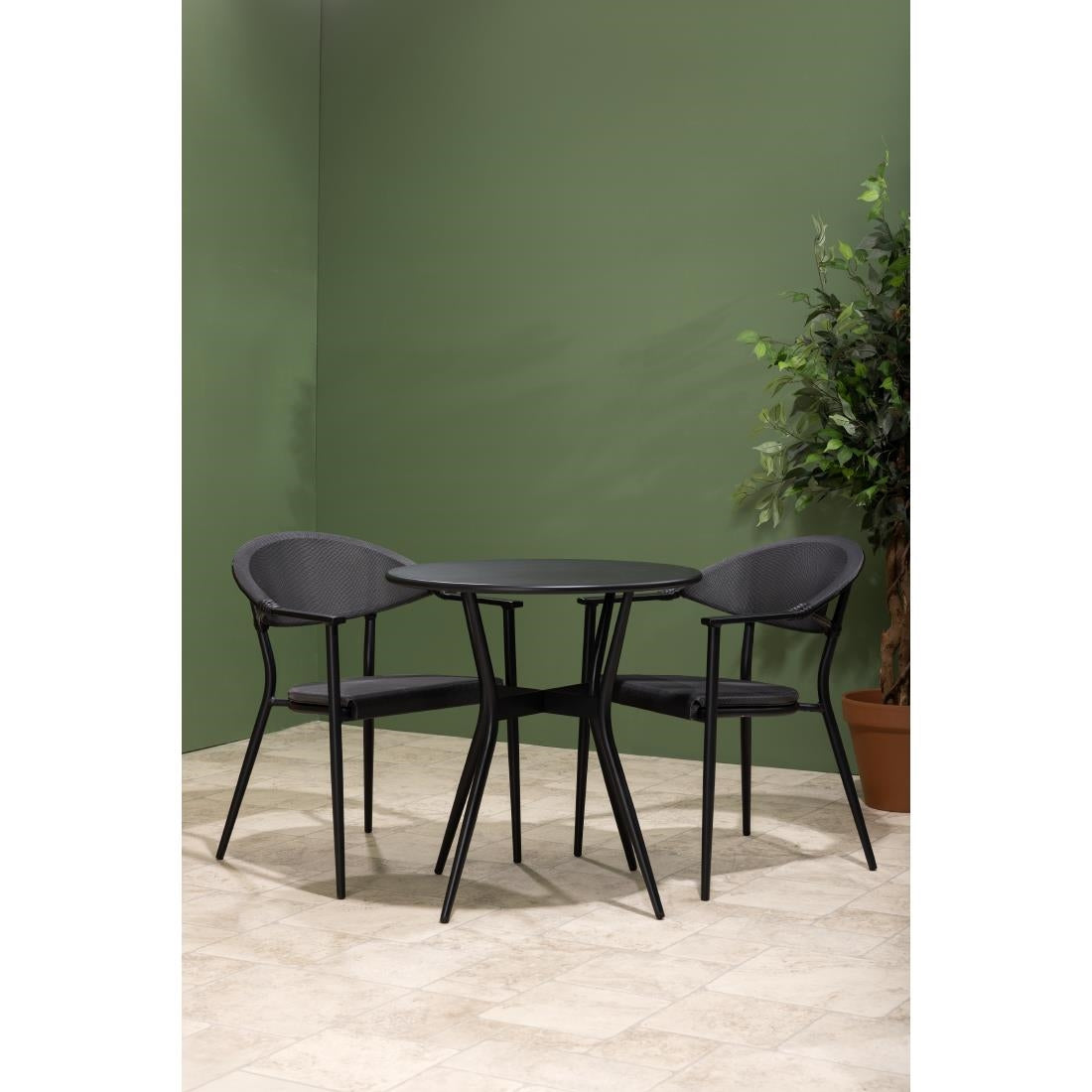 Bolero Santiago Outdoor Armchairs Black (4 Pack)