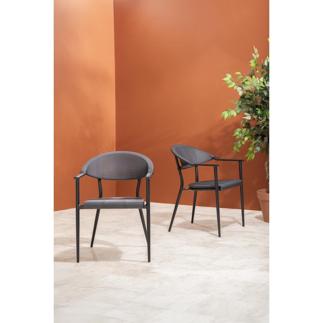 Bolero Santiago Outdoor Armchairs Black (4 Pack)