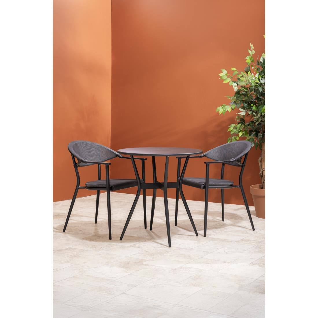 Bolero Santiago Outdoor Armchairs Black (4 Pack)