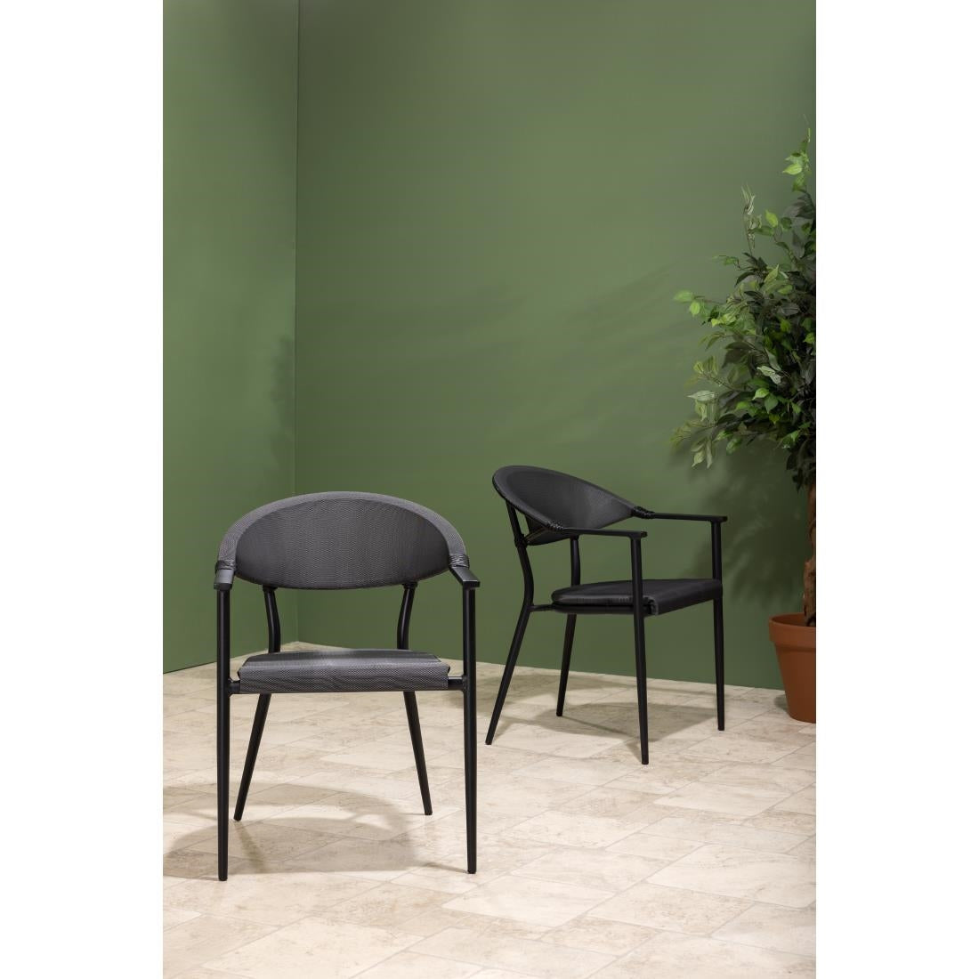 Bolero Santiago Outdoor Armchairs Black (4 Pack)