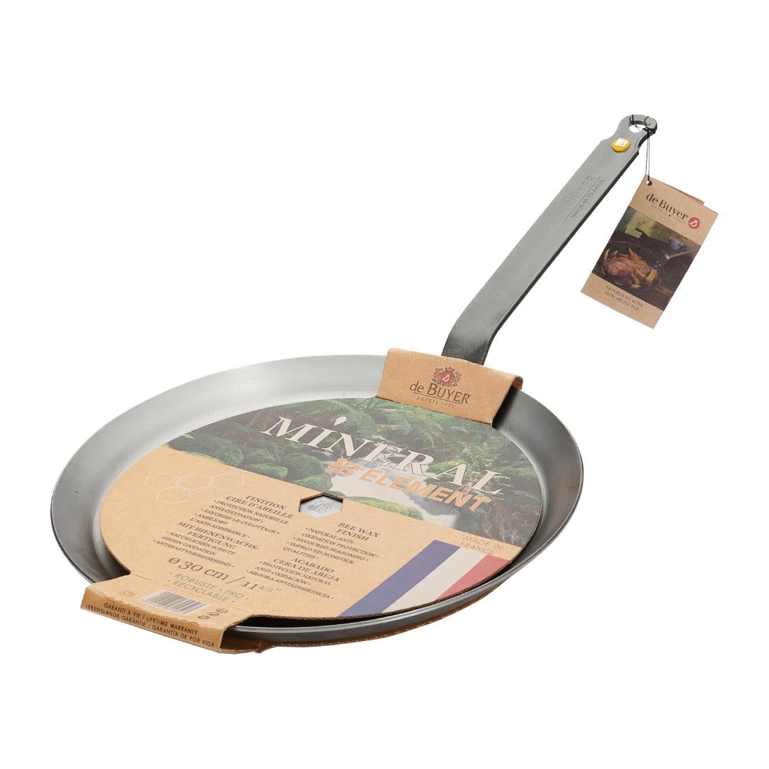 De Buyer Mineral B Steel Round Pancake Pan 30cm