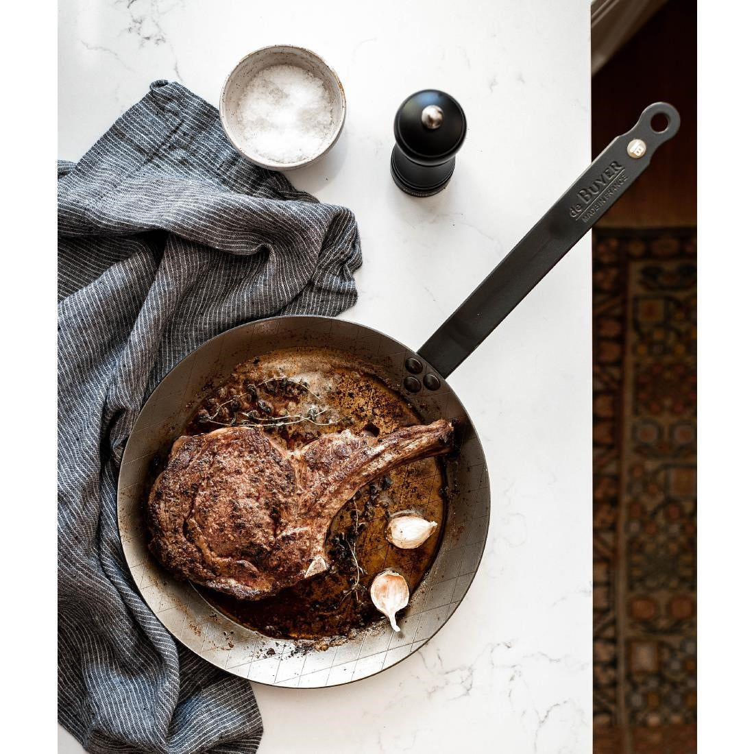 De Buyer Mineral B Steel Steak Frying Pan 24cm