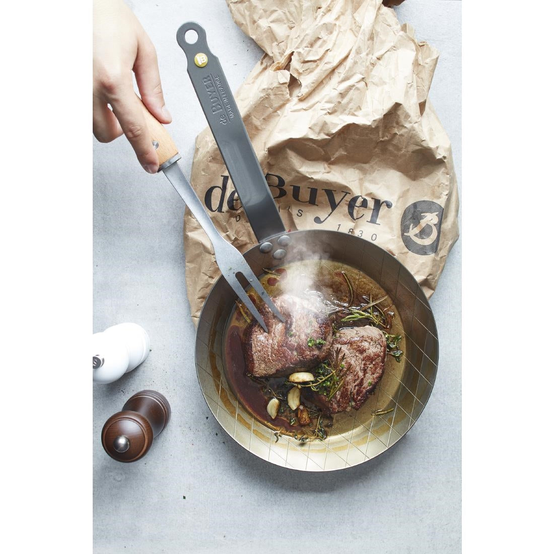 De Buyer Mineral B Steel Steak Frying Pan 24cm