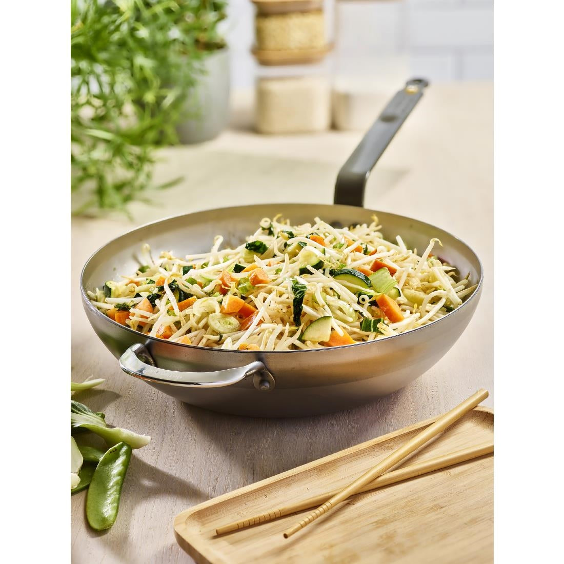 De Buyer Mineral B Rounded Wok with Handle 32cm