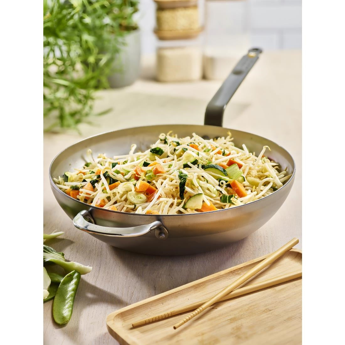 De Buyer Mineral B Rounded Wok with Handle 32cm