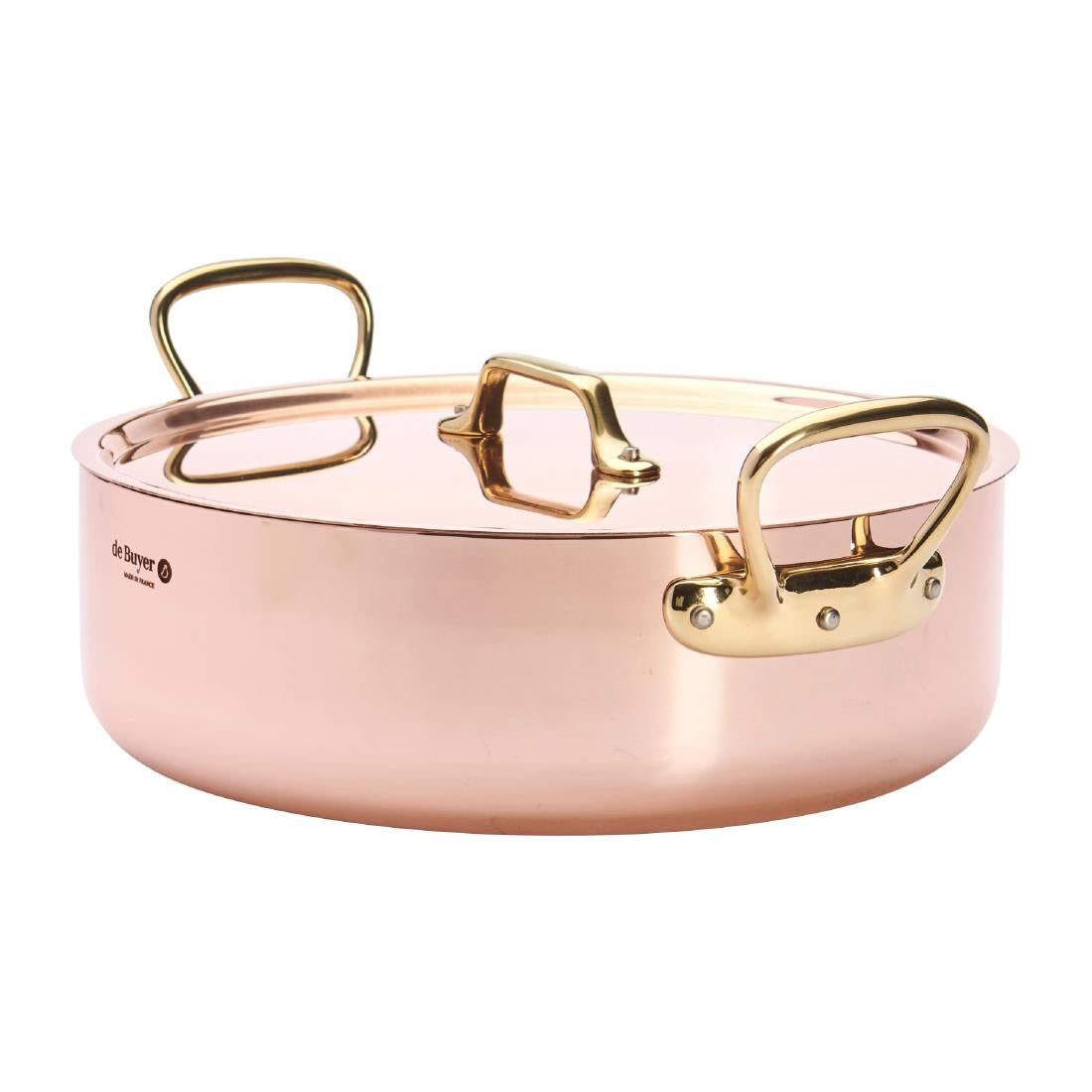 De Buyer Inocuivre Saute Pan with Lid Brass 28cm