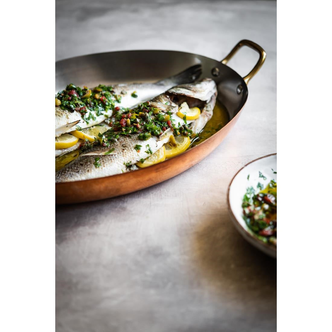 De Buyer Inocuivre Oval Dish with Brass Handles 32cm