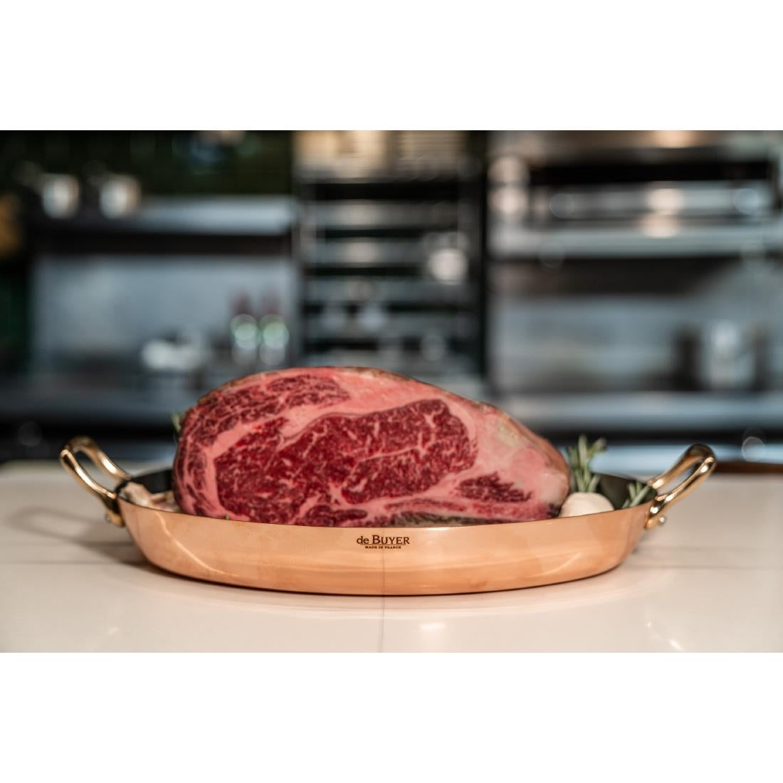 De Buyer Inocuivre Oval Dish with Brass Handles 32cm