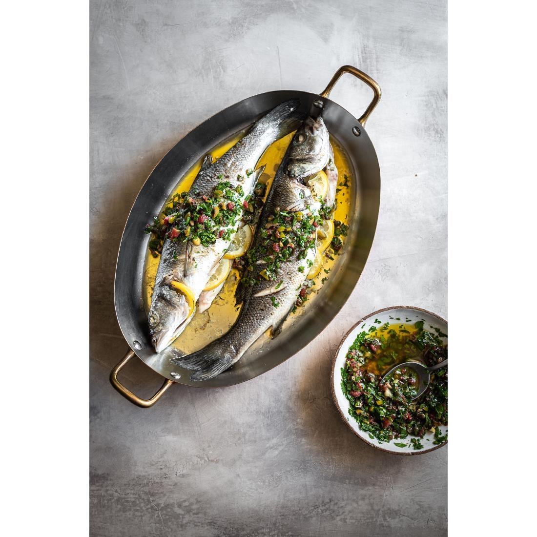 De Buyer Inocuivre Oval Dish with Brass Handles 32cm
