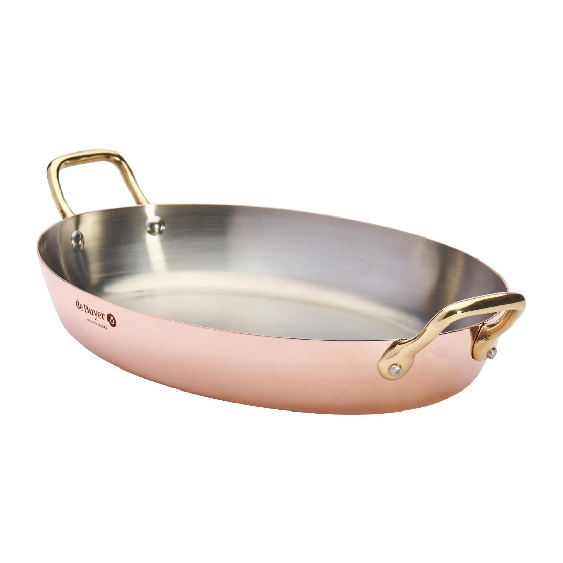 De Buyer Inocuivre Oval Dish with Brass Handles 32cm