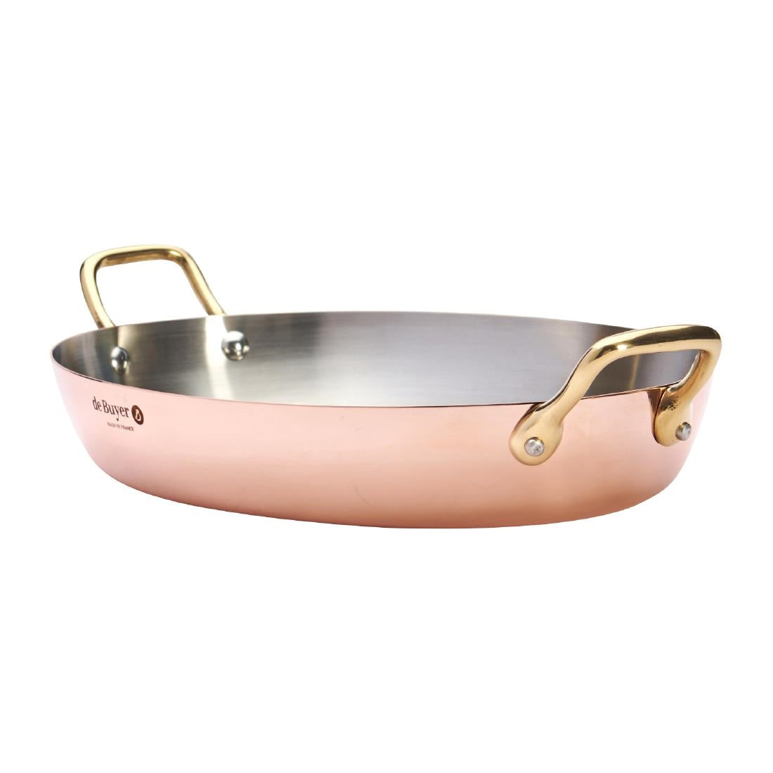 De Buyer Inocuivre Oval Dish with Brass Handles 32cm