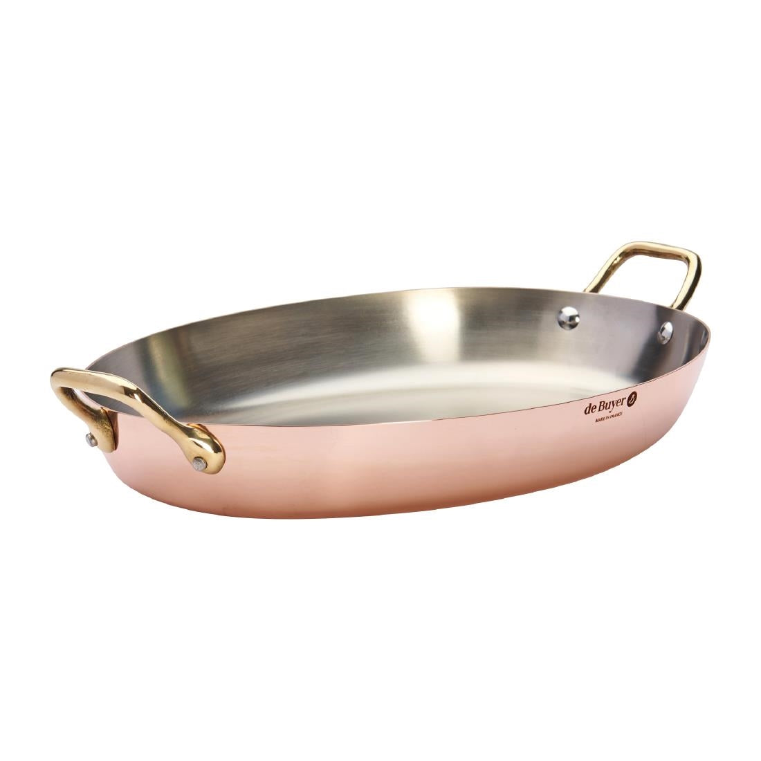 De Buyer Inocuivre Oval Dish with Brass Handles 36cm