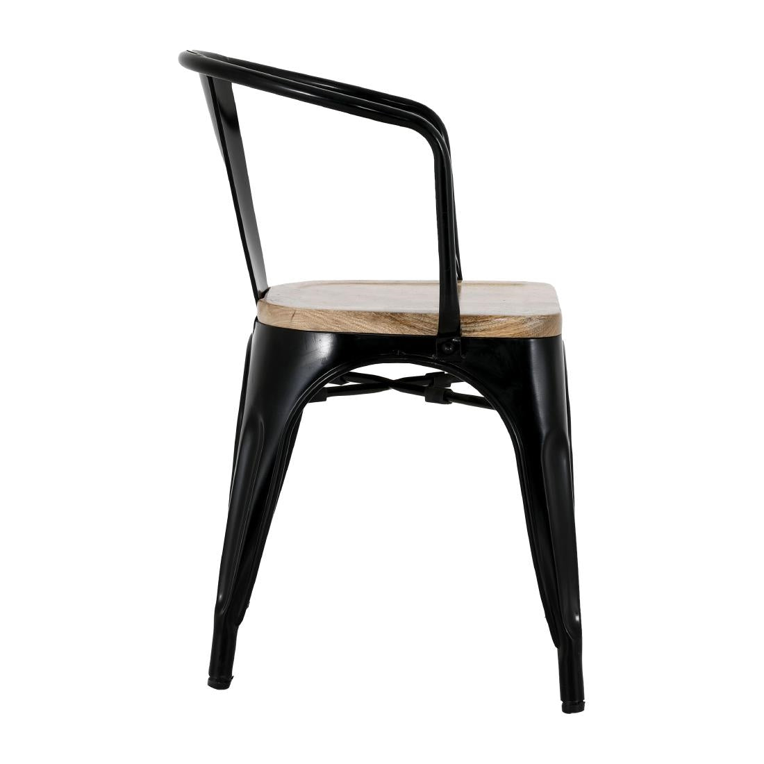 Bolero Bistro Curve Armchairs with Wooden Seat Pad Black (4 Pack)