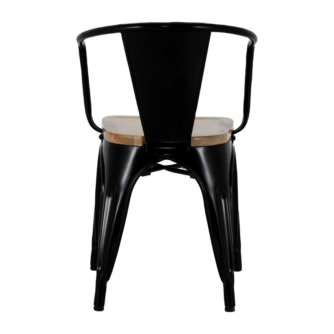 Bolero Bistro Curve Armchairs with Wooden Seat Pad Black (4 Pack)