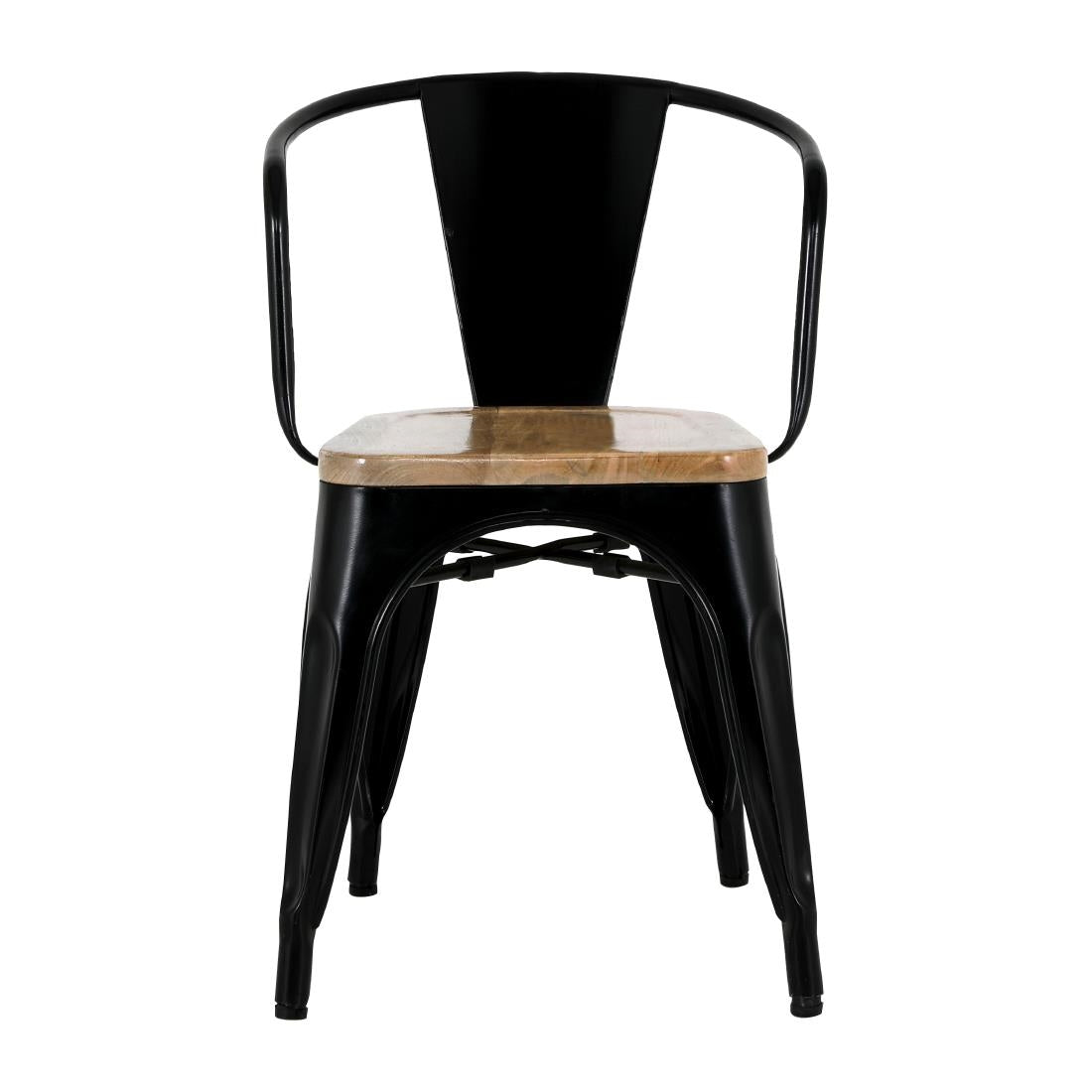 Bolero Bistro Curve Armchairs with Wooden Seat Pad Black (4 Pack)
