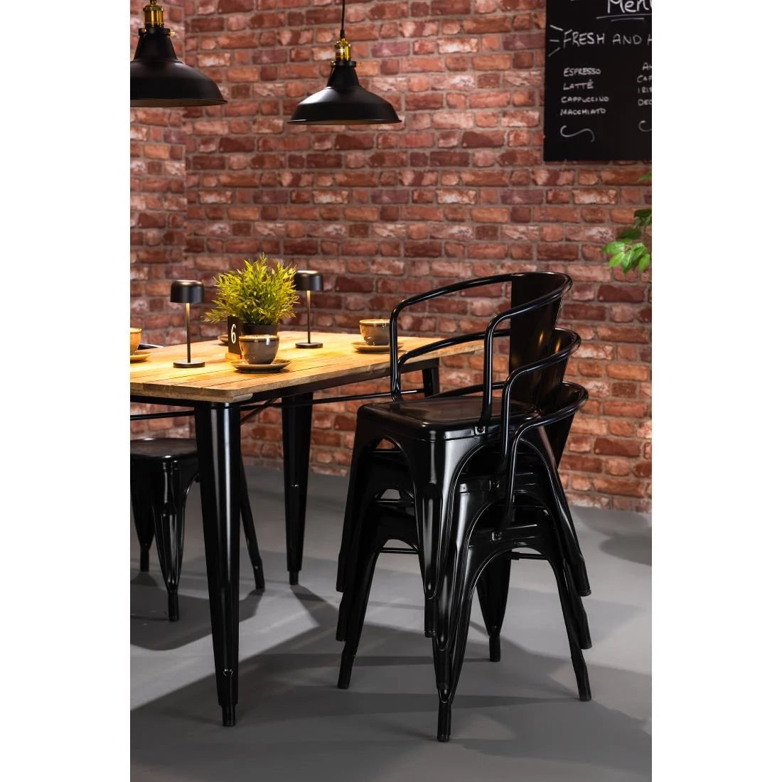 Bolero Bistro Curve Armchairs Black (4 Pack)