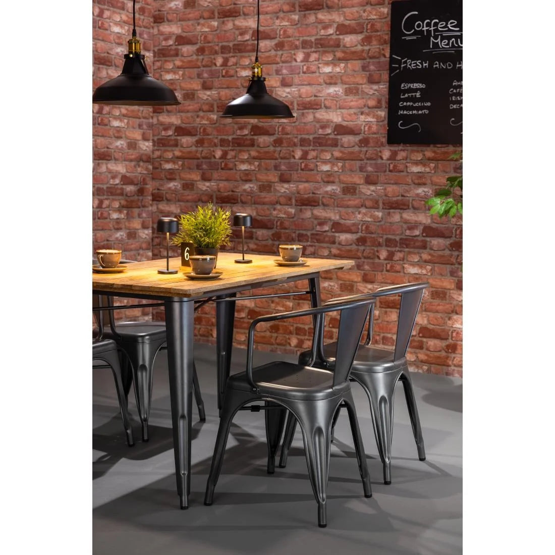 Bolero Bistro Curve Armchairs Gunmetal (4 Pack)