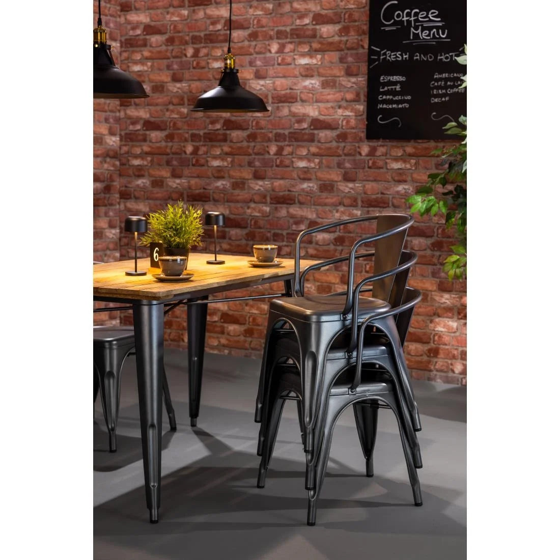 Bolero Bistro Curve Armchairs Gunmetal (4 Pack)