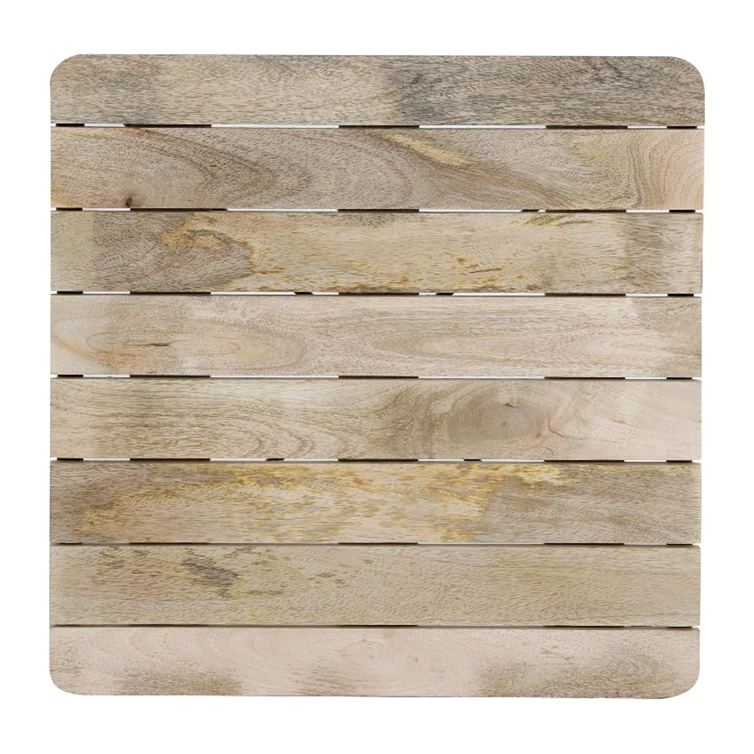 Bolero Bistro Dining Table Slatted Mango Wood Top Black Frame 650mm