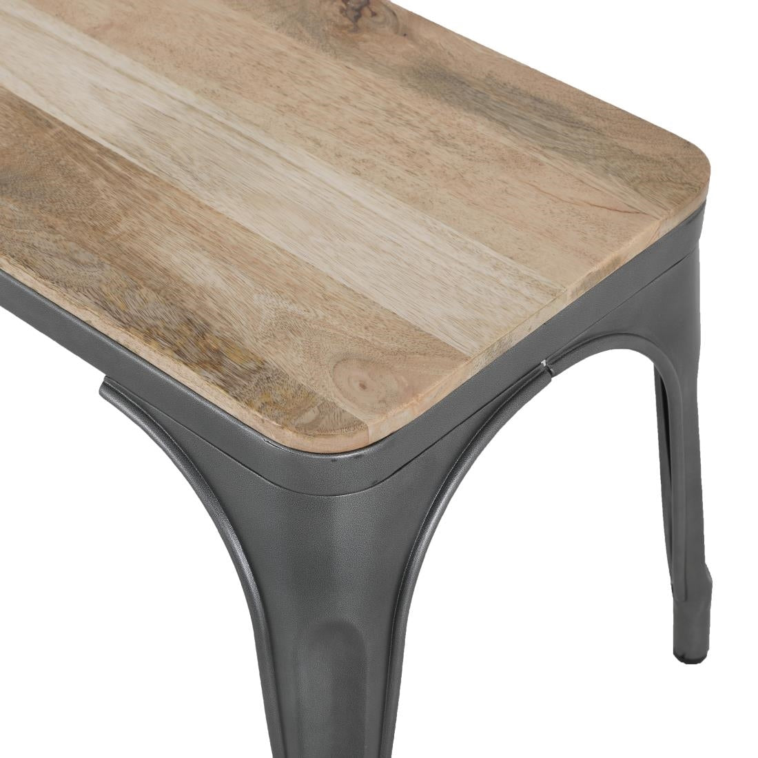 Bolero Bistro Indoor Bench Mango Wood & Gunmetal Frame 1000mm (2 Pack)