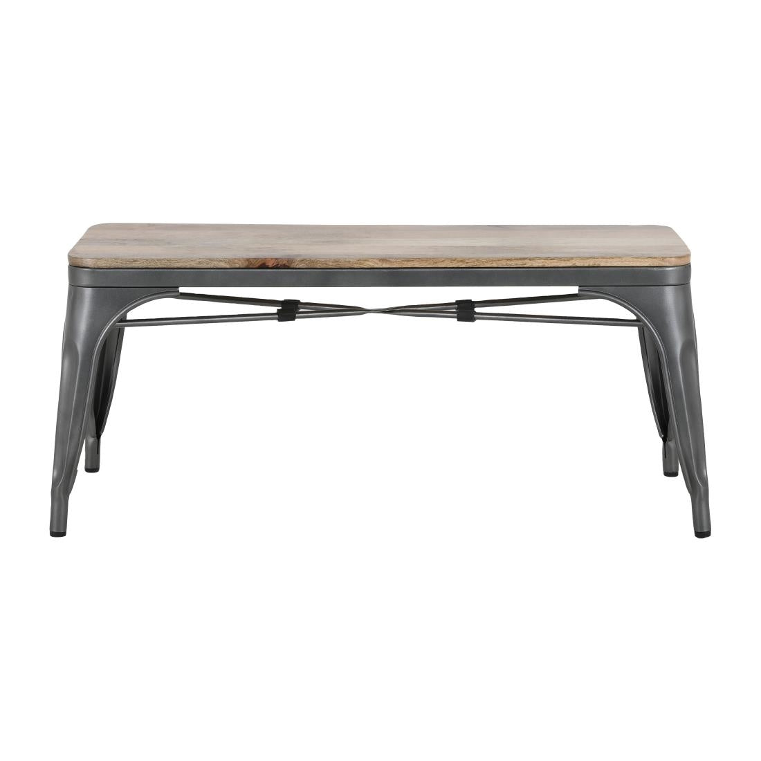 Bolero Bistro Indoor Bench Mango Wood & Gunmetal Frame 1000mm (2 Pack)