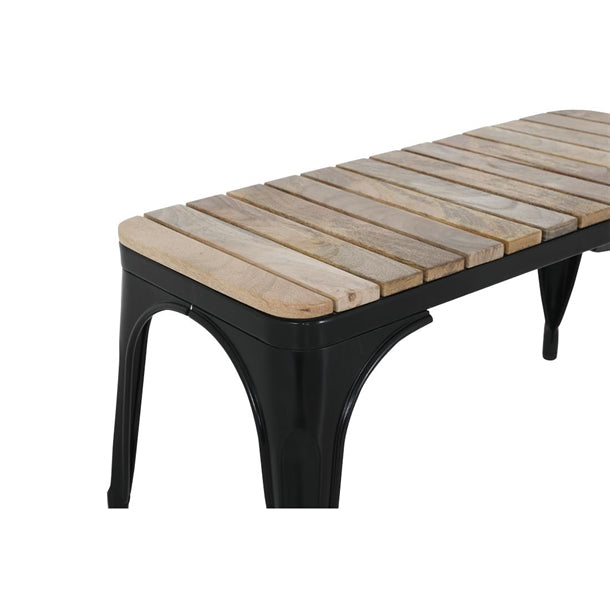 Bolero Bistro Indoor Bench Slatted Mango Wood & Black Frame 850mm (2 Pack)