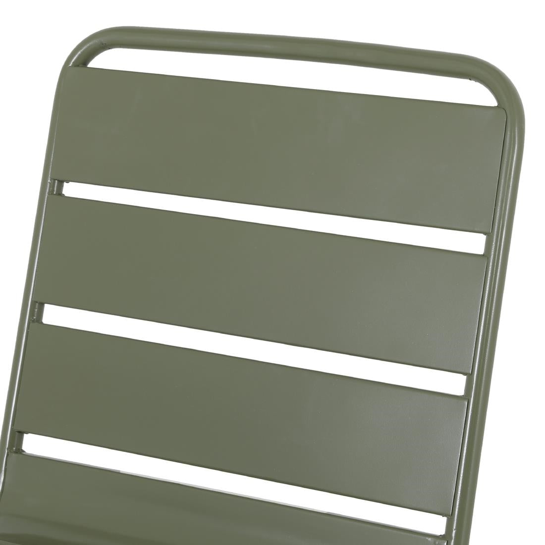 Bolero Amalfi Slatted Steel Side Chairs Olive Green (4 Pack)
