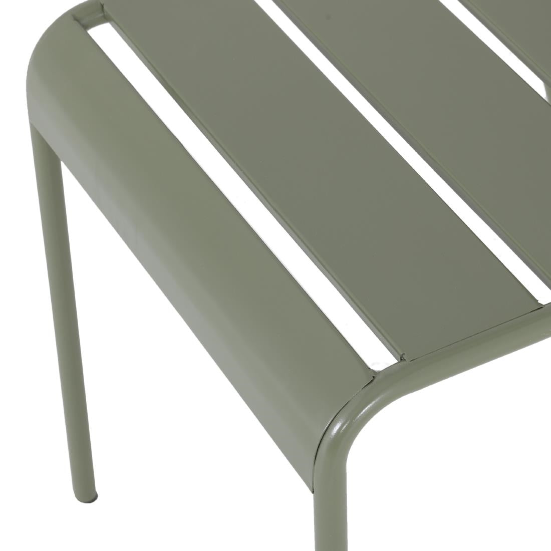 Bolero Amalfi Slatted Steel Side Chairs Olive Green (4 Pack)