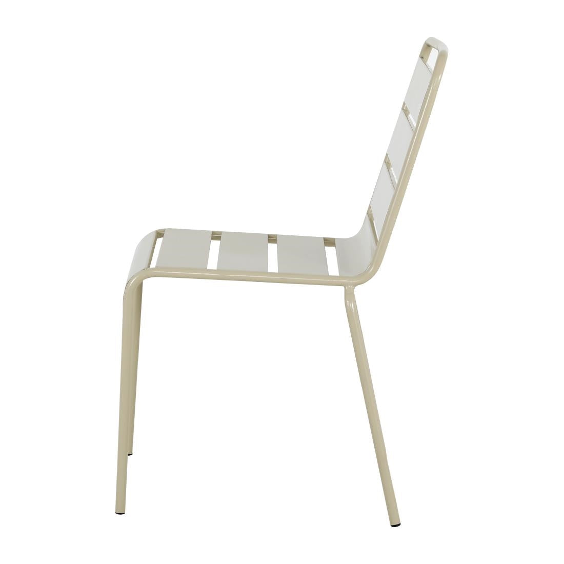 Bolero Amalfi Slatted Steel Side Chairs Taupe (4 Pack)